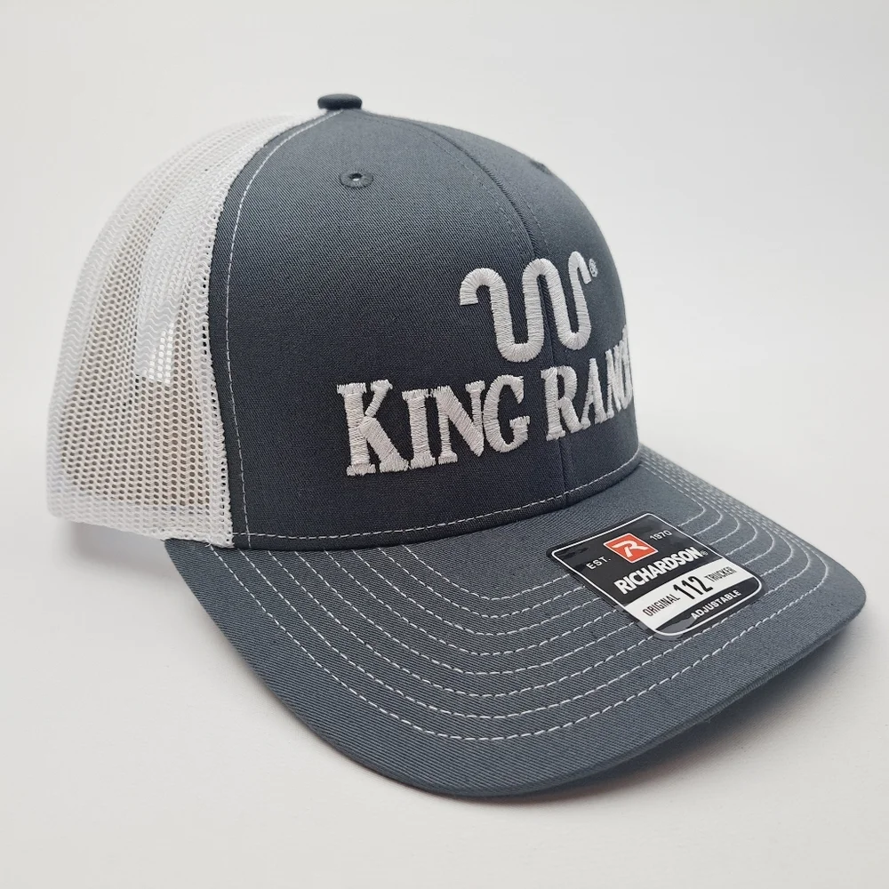 King Ranch Richardson 112 Trucker Mesh Snapback Cap Hat Gray & White